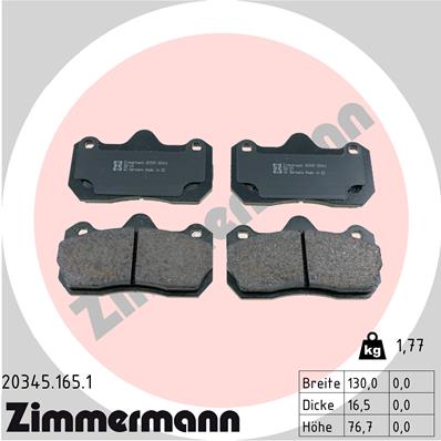Brake Pad Set, disc brake - 20345.165.1 ZIMMERMANN