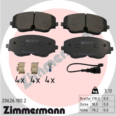 Kit pastiglie freno, Freno a disco - 20626.180.2 ZIMMERMANN