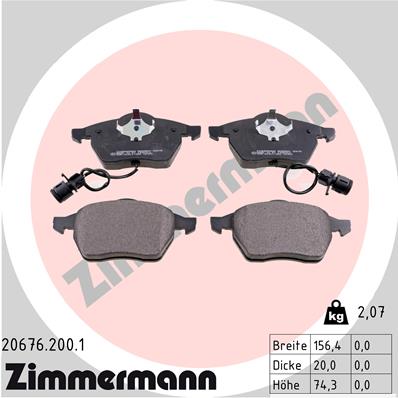 Brake Pad Set, disc brake - 20676.200.1 ZIMMERMANN
