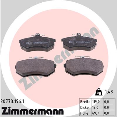 Brake Pad Set, disc brake - 20778.196.1 ZIMMERMANN