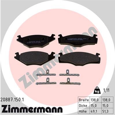Kit pastiglie freno, Freno a disco - 20887.150.1 ZIMMERMANN