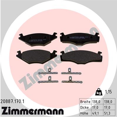 Brake Pad Set, disc brake - 20887.170.1 ZIMMERMANN