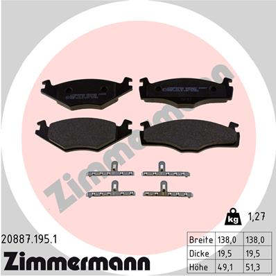 Brake Pad Set, disc brake - 20887.195.1 ZIMMERMANN