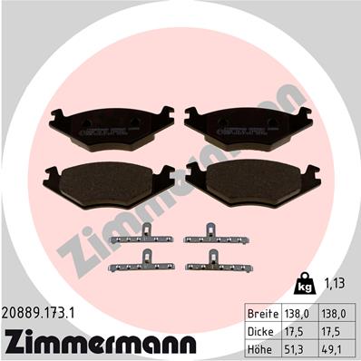 Brake Pad Set, disc brake - 20889.173.1 ZIMMERMANN