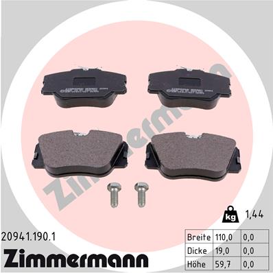 Kit pastiglie freno, Freno a disco - 20941.190.1 ZIMMERMANN