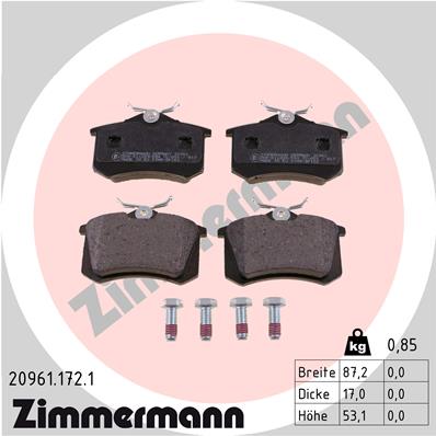 Brake Pad Set, disc brake - 20961.172.1 ZIMMERMANN
