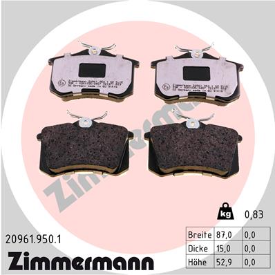 Kit pastiglie freno, Freno a disco - 20961.950.1 ZIMMERMANN