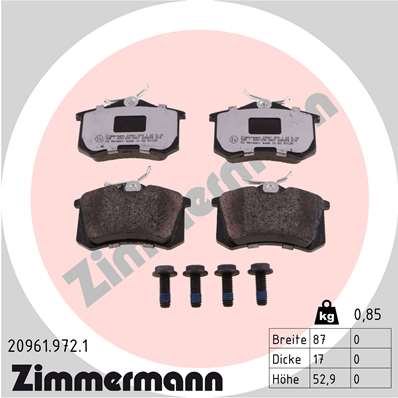 Brake Pad Set, disc brake - 20961.972.1 ZIMMERMANN
