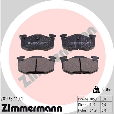 Kit pastiglie freno, Freno a disco - 20973.110.1 ZIMMERMANN