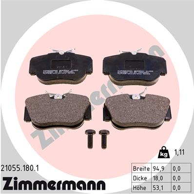 Brake Pad Set, disc brake - 21055.180.1 ZIMMERMANN