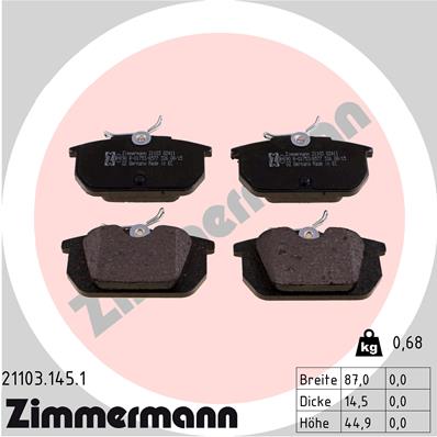 Brake Pad Set, disc brake - 21103.145.1 ZIMMERMANN
