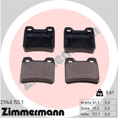 Brake Pad Set, disc brake - 21140.155.1 ZIMMERMANN