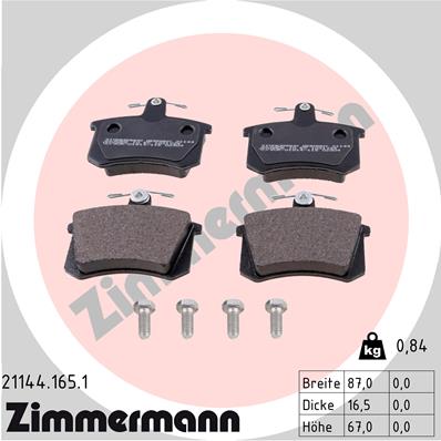Brake Pad Set, disc brake - 21144.165.1 ZIMMERMANN