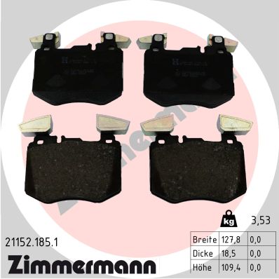 Brake Pad Set, disc brake - 21152.185.1 ZIMMERMANN
