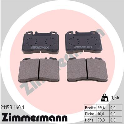Kit pastiglie freno, Freno a disco - 21153.160.1 ZIMMERMANN