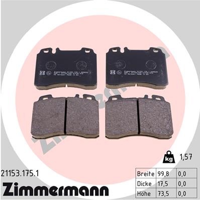 Brake Pad Set, disc brake - 21153.175.1 ZIMMERMANN