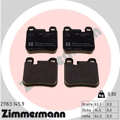 Kit pastiglie freno, Freno a disco - 21163.145.9 ZIMMERMANN