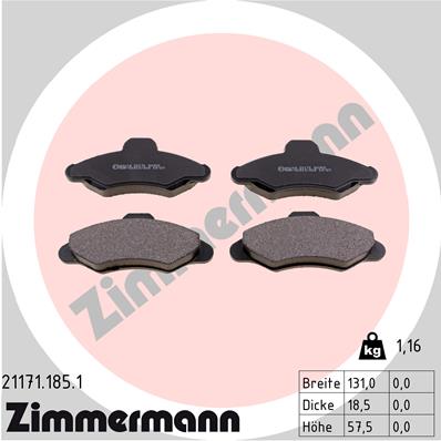 Kit pastiglie freno, Freno a disco - 21171.185.1 ZIMMERMANN