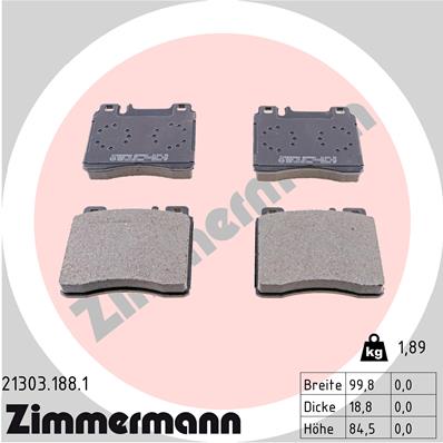 Brake Pad Set, disc brake - 21303.188.1 ZIMMERMANN