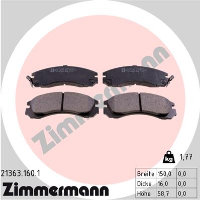 Brake Pad Set, disc brake - 21363.160.1 ZIMMERMANN