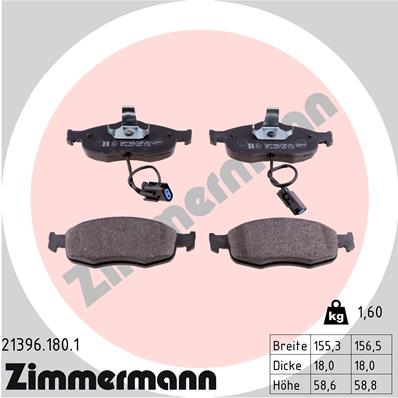 Brake Pad Set, disc brake - 21396.180.1 ZIMMERMANN