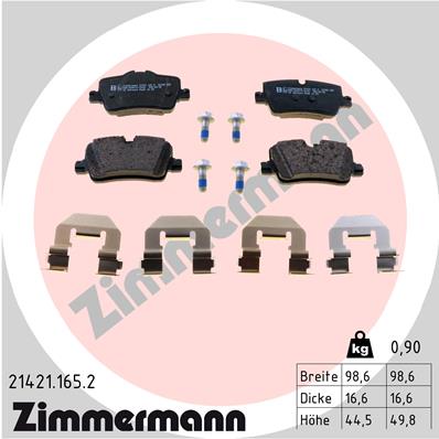 Brake Pad Set, disc brake - 21421.165.2 ZIMMERMANN