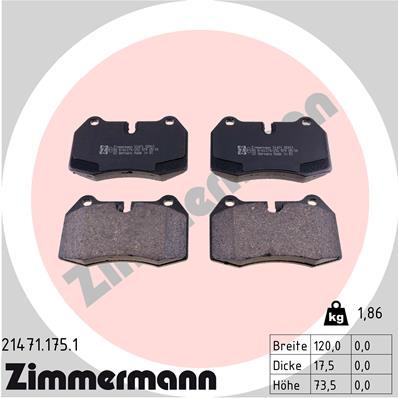 Brake Pad Set, disc brake - 21471.175.1 ZIMMERMANN