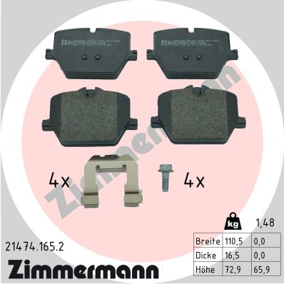 Brake Pad Set, disc brake - 21474.165.2 ZIMMERMANN