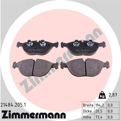 Kit pastiglie freno, Freno a disco - 21484.205.1 ZIMMERMANN