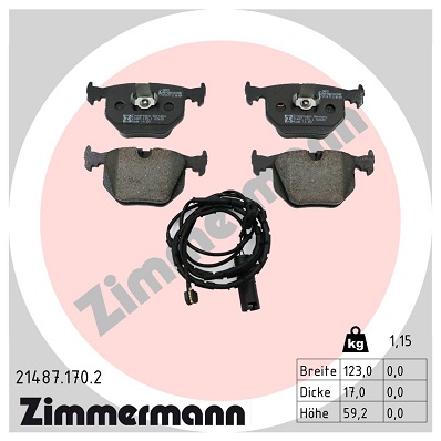 stabdžių trinkelių rinkinys, diskinis stabdys - 21487.170.2 ZIMMERMANN