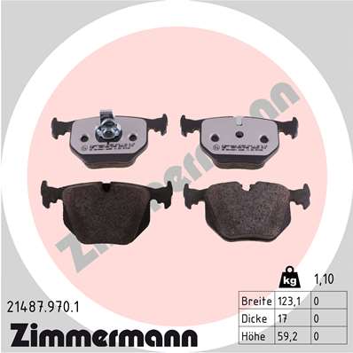 stabdžių trinkelių rinkinys, diskinis stabdys - 21487.970.1 ZIMMERMANN