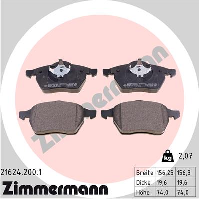 Brake Pad Set, disc brake - 21624.200.1 ZIMMERMANN