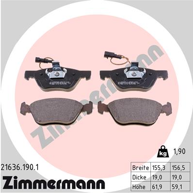 Brake Pad Set, disc brake - 21636.190.1 ZIMMERMANN