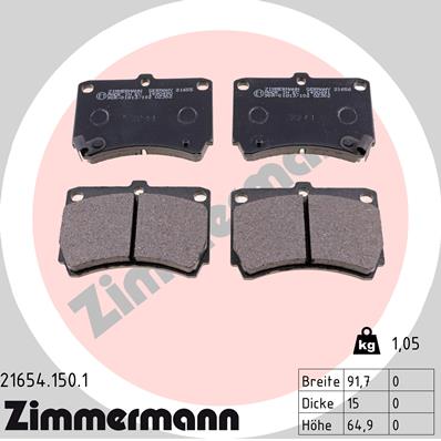 Brake Pad Set, disc brake - 21654.150.1 ZIMMERMANN
