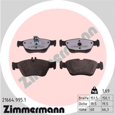 Brake Pad Set, disc brake - 21664.995.1 ZIMMERMANN