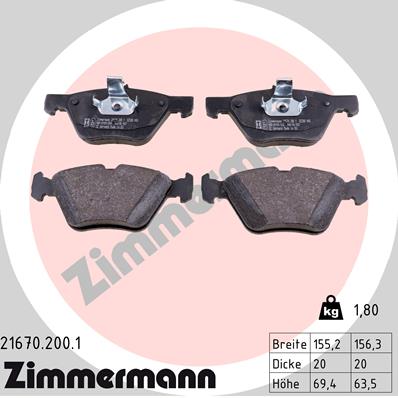 Brake Pad Set, disc brake - 21670.200.1 ZIMMERMANN