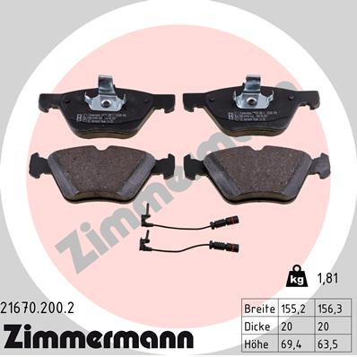 Brake Pad Set, disc brake - 21670.200.2 ZIMMERMANN