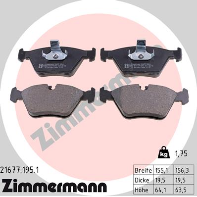 Brake Pad Set, disc brake - 21677.195.1 ZIMMERMANN