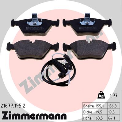 Brake Pad Set, disc brake - 21677.195.2 ZIMMERMANN