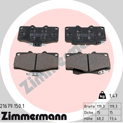 Brake Pad Set, disc brake - 21679.150.1 ZIMMERMANN