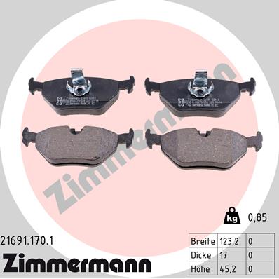 Brake Pad Set, disc brake - 21691.170.1 ZIMMERMANN