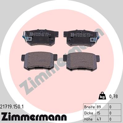 Brake Pad Set, disc brake - 21719.150.1 ZIMMERMANN