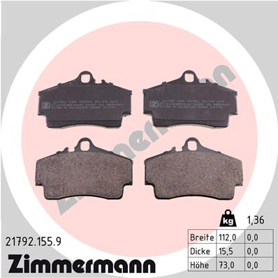 Brake Pad Set, disc brake - 21792.155.9 ZIMMERMANN