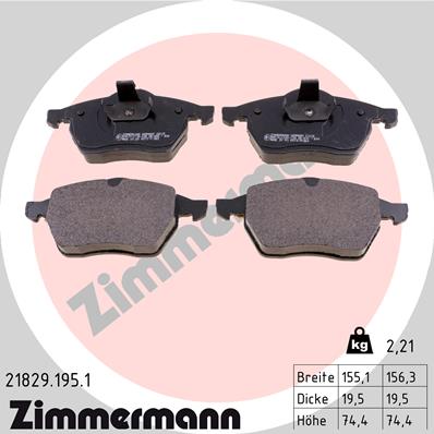 stabdžių trinkelių rinkinys, diskinis stabdys - 21829.195.1 ZIMMERMANN
