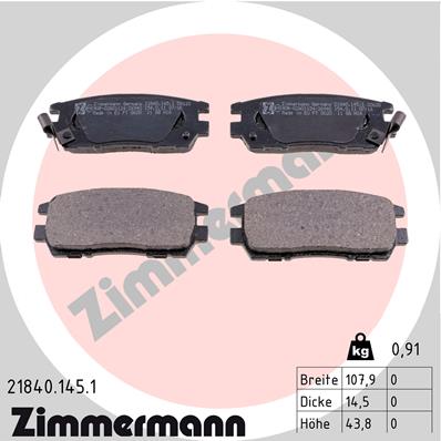 Комплект тормозных колодок, дисковый тормоз - 21840.145.1 ZIMMERMANN