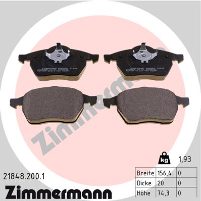 Brake Pad Set, disc brake - 21848.200.1 ZIMMERMANN