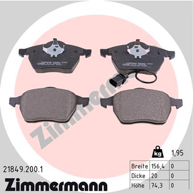 Комплект тормозных колодок, дисковый тормоз - 21849.200.1 ZIMMERMANN