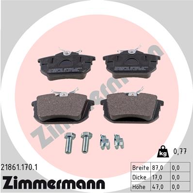 Brake Pad Set, disc brake - 21861.170.1 ZIMMERMANN