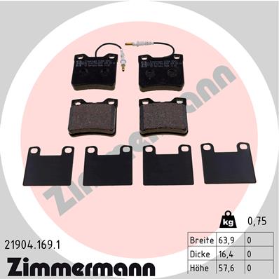 Brake Pad Set, disc brake - 21904.169.1 ZIMMERMANN