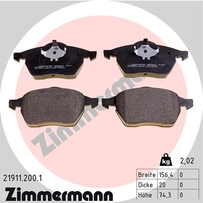 Brake Pad Set, disc brake - 21911.200.1 ZIMMERMANN